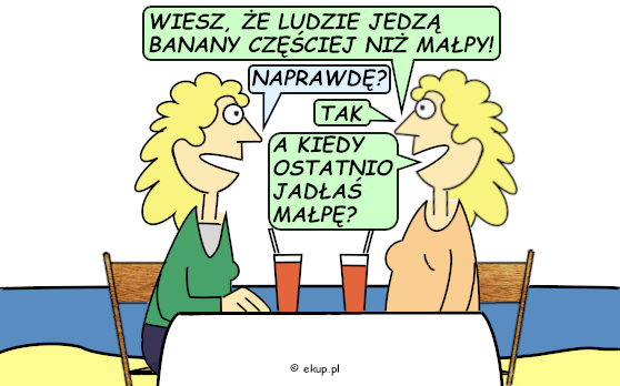 humor i dowcipy - ludzie jedzą banany