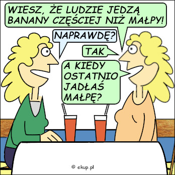 dowcip ludzie jedza banany