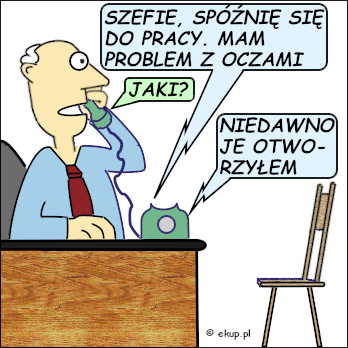 dowcip spoznia sie do pracy